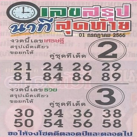 เลขสรุปนาทีสุดท้าย